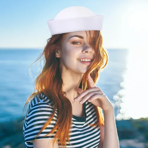 Vista 6 de SATINIOR Sombreros de marinero blancos sombreros de capitán azul marino sombrero de yate para adolescentes y adultos sombrero de pernacé disfraz