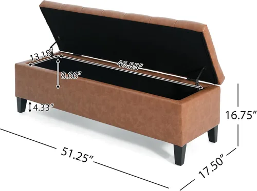 Vista 2 de Upholstered Storage Ottoman Bench for End of Bed, 51" Velvet Button Tufted Bench with Safety Hinge, Large Footrest Stool for Living Room, Entryway