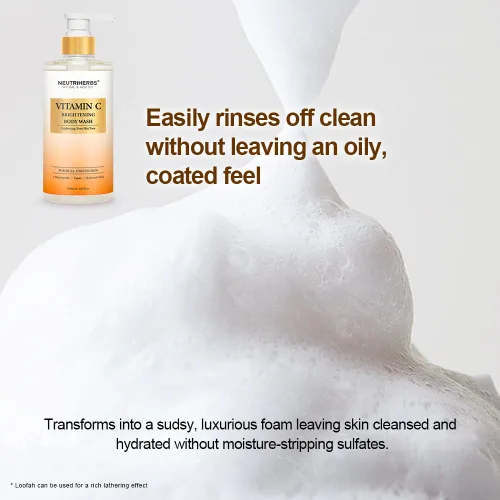 Vista 5 de Neutriherbs Gel de ducha iluminador para piel opaca y desigual, gel de ducha iluminador con vitamina C para mujeres y hombres, jabón de ducha diario