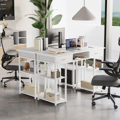 Vista 9 de OLIXIS 48 Inch Small Computer Desk with Fabric Drawers for Home Office