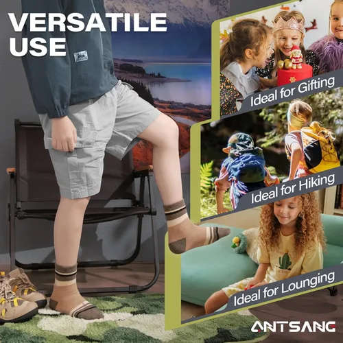 Vista 71 de ANTSANG Calcetines de Lana, Calcetines Térmicos Cálidos y Gruesos Tipo Crew Boot para Niños Pequeños, Niños y Niñas, 6 Pares