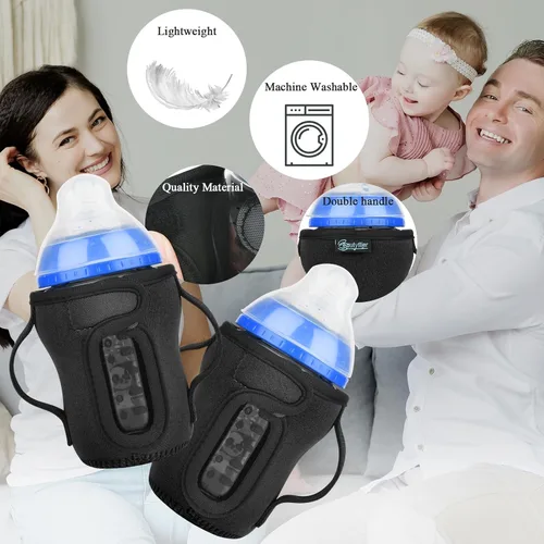 Vista 2 de Beautyflier Glass Baby Bottle Sleeve Covers for 9oz Nature Baby Bottles with Dual Handle, 3.8mm Thicken Heat and Cold Retention Baby Bottle Sleeve