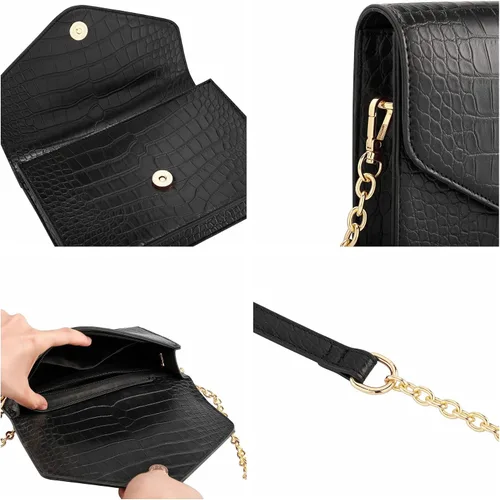 Vista 6 de Ayliss Bolso cruzado pequeño para mujer, bolso de mano clásico de cocodrilo, bolso de hombro con cadena de piel sintética, bolso de noche