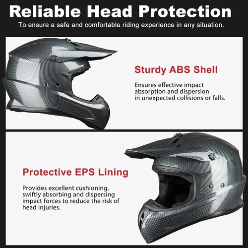 Vista 4 de Favoto Cascos de Dirt Bike para Adultos - Casco Ligero para Motocross/ATV/UTV Aprobado por DOT para Hombres y Mujeres, con Visera Extraíble