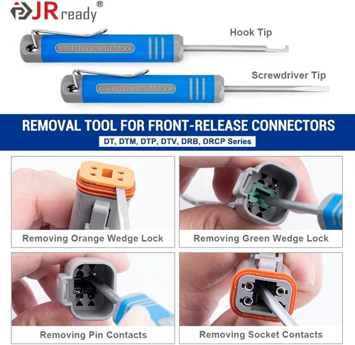 Vista 16 de JRready ST5257-PRO Kit de Herramientas de Conector Deutsch para Contactos Sólidos/Estampados 4#8#16#12#20# 6-22 AWG, con Herramienta de Extracción