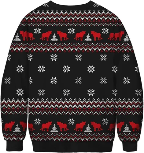 Vista 27 de Sudaderas de Navidad unisex con estampado 3D y cuello redondo, manga larga, suelta, suéter de Navidad
