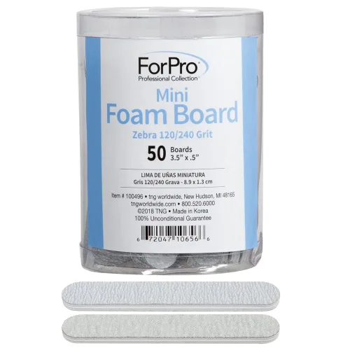 Vista 2 de ForPro Mini tablero de espuma, lima de uñas de doble cara, grano 120/240, 3.5 pulgadas de largo x .5 pulgadas de ancho, cebra, 50