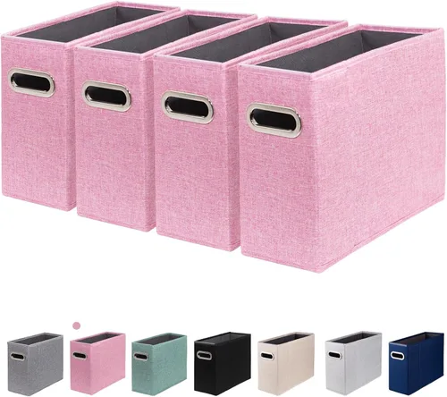 Vista 8 de Paquete de 2 organizadores de archivos tamaño carta, organizador de carpetas de archivos, caja de almacenamiento de tela, organizador de papel