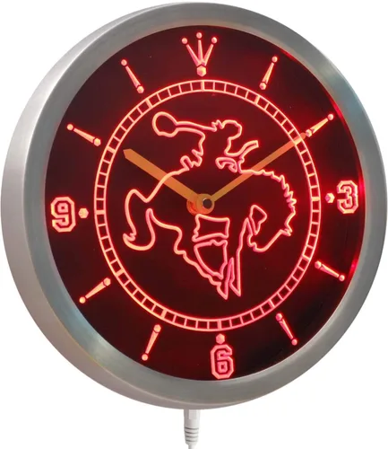 Vista 2 de ADVPRO nc0360-b Western Cowboy Rodeo Horse Bar Neon Sign Reloj de pared LED