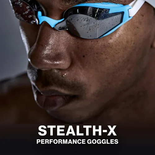 Vista 2 de TYR Stealth-X Performance - Gafas de natación de bajo perfil Dorado/Negro