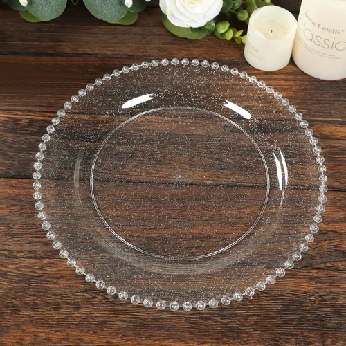 Vista 54 de Efavormart - Paquete de 10 platos de postre de plástico transparente rubor con borde de cuentas, platos redondos desechables para ensalada, 8