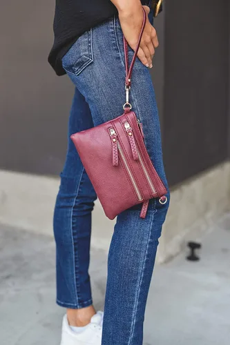 Vista 6 de Bolso de hombro cruzado con múltiples bolsillos y cremallera y correa de muñeca pequeña