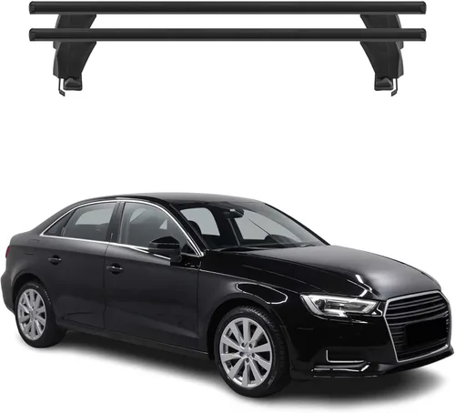 Vista 14 de OMAC Portaequipajes de techo liso para Audi A3 2005-2012 3Dr negro / barras transversales de techo de automóvil de carga de 110 libras - Aluminio