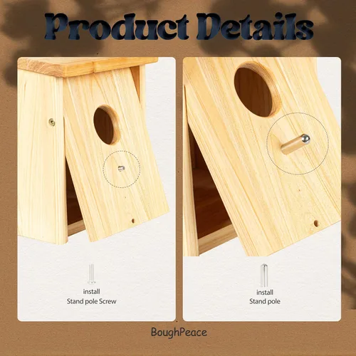 Vista 7 de Casas de madera para pájaros para pajareras exteriores, nido Bluebird House para cardenales, pinzón, Wren, golondrina, para ver el jardín, 1A #