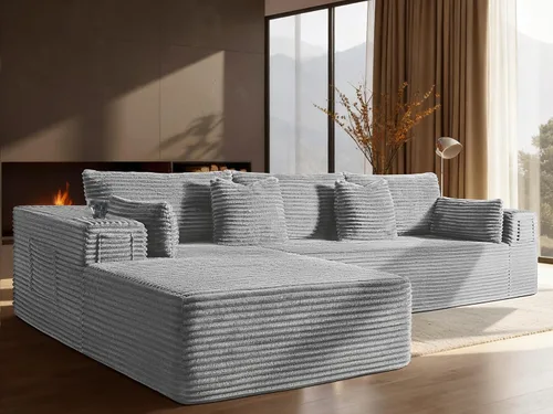 Vista 116 de Sofá modular de gran tamaño de 108 pulgadas, cómodo sofá deshuesado en forma de U para sala de estar, asientos extra profundos, sin montaje, sofá