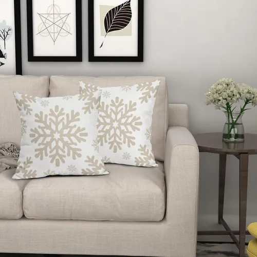 Vista 33 de Fundas de almohada decorativas de Navidad negras 40x40 cm con copos de nieve blancos de Navidad, juego de 2, temática rústica de invierno