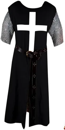 Vista 2 de SUNLEXA Disfraz medieval de caballero templario para Halloween, capa con capucha, renacentista, cosplay, disfraz medieval (S-6XL)