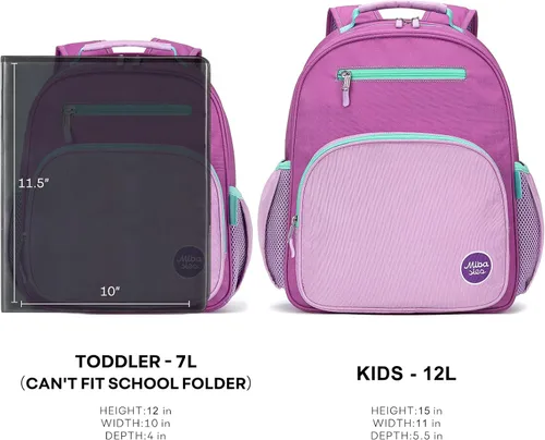 Vista 5 de mibasies Mochila para niñas y niños, ideal para niños y niñas, mochila para preescolar jardín de infantes y primaria, Rosa púrpura oscuro, Niñito-7L