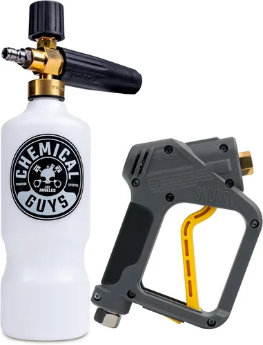 Vista 11 de Chemical Guys Snubby Pistola de lavado a presión con accesorio de cañón de espuma, mango corto para hidrolimpiadoras de gas y eléctricas, rociador