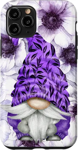 Vista 29 de Unique Purple Gnome with Lilac Anemones Floral Aesthetic Case for iPhone 17