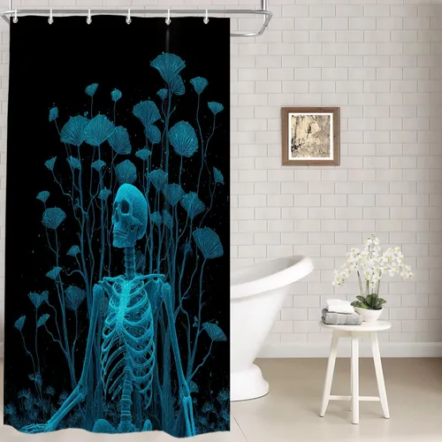 Vista 42 de Batmerry Maritime Nautical Hookless Shower Curtain with Snap in Liner Set, Anchors Ship Wheel Bath Curtain Magnetic Hem Quick-Drying Waterproof
