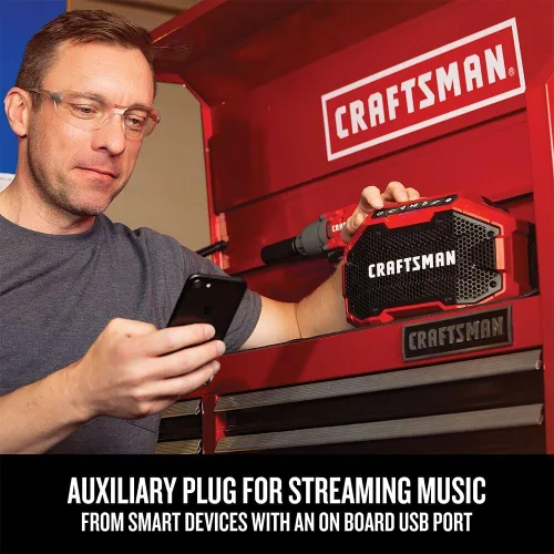 Vista 18 de CRAFTSMAN V20 Altavoz Bluetooth Portátil Inalámbrico, Solo Herramienta (CMCR001B), Rojo