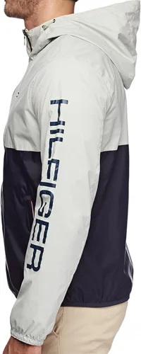Vista 3 de Tommy Hilfiger - Chaqueta impermeable con capucha para hombre, ligera, para lluvia