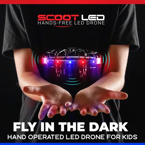Vista 2 de Force1 Scoot - Dron LED operado a mano para niños o adultos, mini drones con sensor de movimiento manos libres, bola de orbe voladora fácil