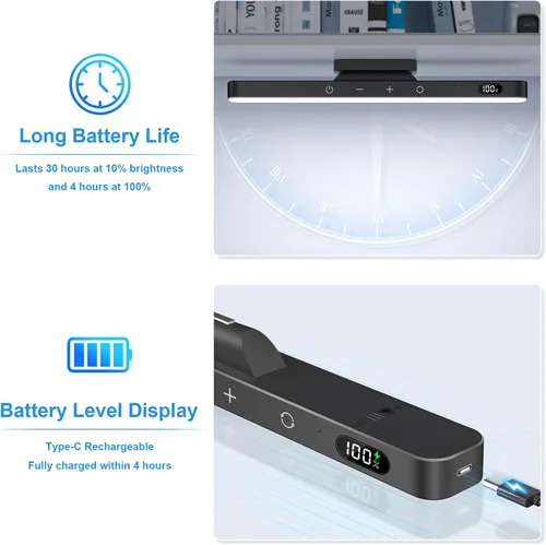 Vista 5 de WILLED Barra de Luz Recargable de 3W con Control Remoto, Luces de Espejo Ajustables de 3 Colores con 120 LED, Batería de 2000mAh Luz de Maquillaje