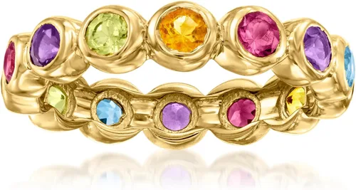 Vista 4 de Ross-Simons Anillo de eternidad con piedras preciosas múltiples de 1,10 qt en oro de 18 quilates sobre plata esterlina