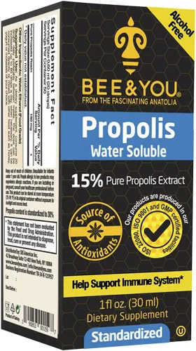 Vista 2 de BEE and You 15% Pure Propolis Water Soluble Extract - High Potency - Zero Sugar - Zero Calorie - Natural Immune Support&Sore Throat Relief