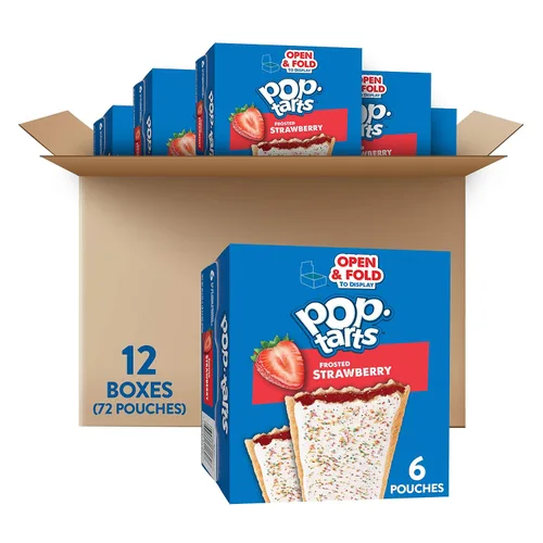 Vista 12 de Pop-Tarts Pasteles tostadores, alimentos para el desayuno, aperitivos para niños, azúcar moreno esmerilado canela (144 tartas)