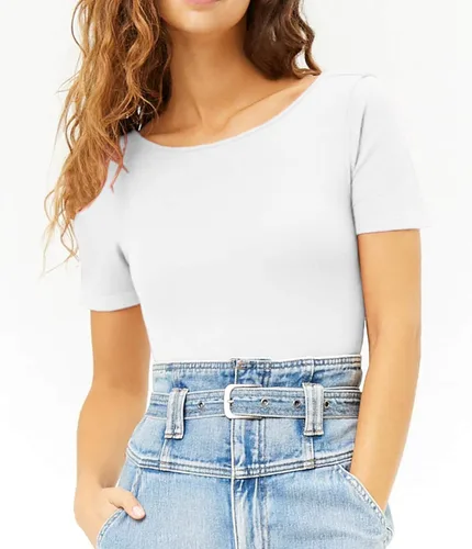 Vista 2 de MANGDIUP - Body elástico de manga larga y cuello redondo para mujer