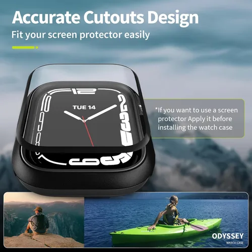 Vista 5 de SwitchEasy Odyssey - Funda de aluminio de grado aeronáutico para Apple Watch Series 9/8/7 de 1.614 in, con parachoques interior que absorbe los Azul