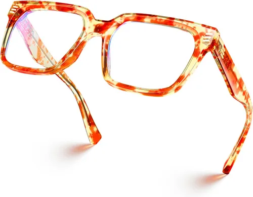 Vista 27 de VISOONE Chunky Rectangle Oversized Blue Light Blocking Computer Glasses Clear Lenses Cute Fake Large Frame Preppy Stylish Designer Fashion Screen