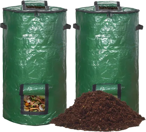 Vista 8 de MyLifeUNIT Contenedores de compostaje para exteriores, contenedor de compostaje para jardín exterior, bolsa de basura reutilizable para jardín, 34