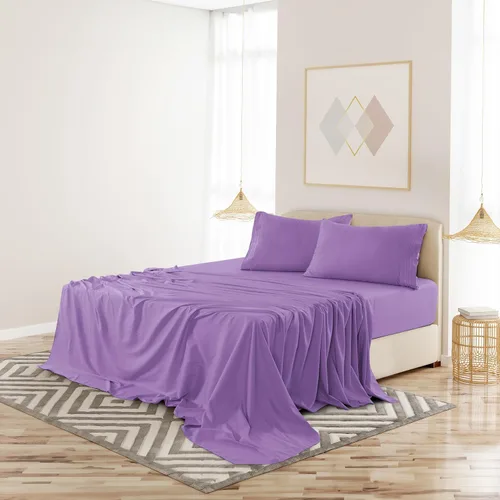 Vista 360 de LUX Décor - Juego de sábanas Twin de microfibra ultrasuave de 3 piezas con sábana encimera, sábana bajera de 16 pulgadas de profundidad y funda