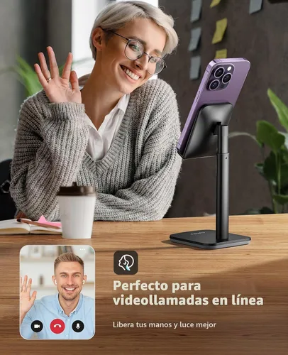 Vista 6 de Nulaxy - Soporte de teléfono ajustable de ángulo de altura para escritorio 6.3-9 pulgadas de altura, base de metal pesada, almohadillas