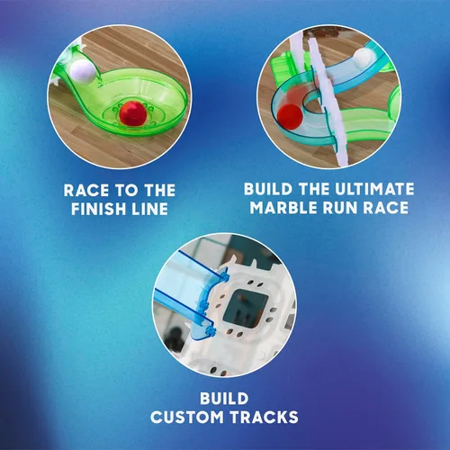 Vista 4 de Discovery Marble Run Race Track - Juego de construcción de laberinto de mármol de 58 piezas, 6 canicas, actividad de aprendizaje STEM, kit