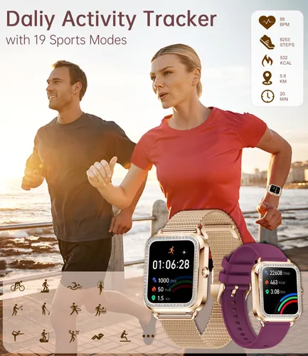 Vista 6 de Reloj inteligente para mujer (respuesta/hacer llamadas) 1.59 pulgadas rastreador de actividad física con monitor de sueño de frecuencia cardíaca