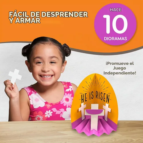 Vista 7 de FreshCut Crafts Kit de manualidades de la Biblia 3D de Diorama de Pascua Cartulina hecha en Estados Unidos, pantalla de mesa perforada, escuela