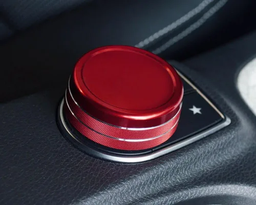 Vista 7 de iJDMTOY Cubierta de rueda de aluminio anodizado rojo para consola central de control de mando compatible con Mercedes A B C E S CLA GLA GLK ML GL
