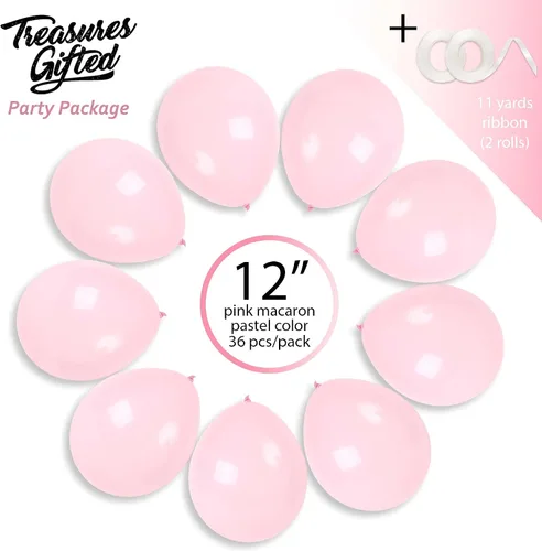 Vista 2 de Treasures Gifted Globos rosa pálido, globos rosa pastel, globos rosa rubor, globos rosa mate, globos rosa bebé de 12 pulgadas, globos rosas grandes