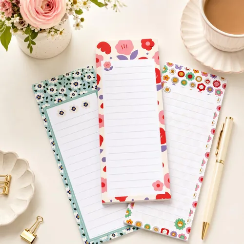 Vista 4 de Creative Hobbies Grocery List Magnet Pad for Fridge - 6 Pack of Vibrant Note Pads with Full Magnetic Back and 60 Sheets Each (Floral)