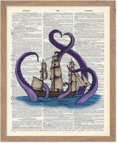 Vista 82 de Poster Master Póster de pulpo para parejas, póster de diccionario, arte Kraken, regalo romántico para él, ella, amantes, decoración náutica