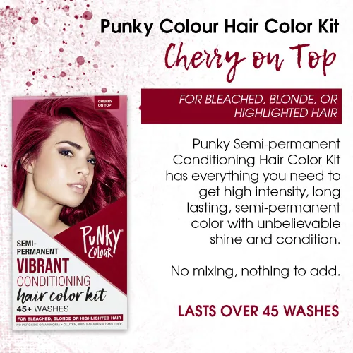 Vista 3 de Punky Colour Box Kit Cherry on Top - Tinte semipermanente para el cabello, vegano, sin crueldad, dura hasta 35 lavados