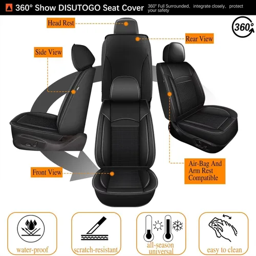 Vista 6 de Fundas de asiento delantero para Volvo XC40 2019-2023 2024 2025: funda de asiento de automóvil de cuero, impermeable, transpirable, protector