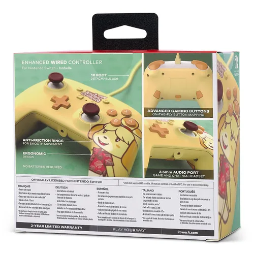 Vista 11 de PowerA Enhanced Wired Controller for Nintendo Switch - Animal Crossing Isabelle