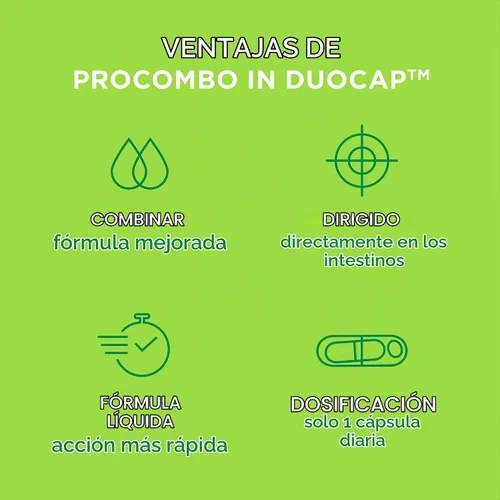 Vista 8 de ProCombo - El simbiótico inteligente con entrega dirigida de las buenas bacterias. Fórmula de cápsula doble y líquido para resultados rápidos. 1