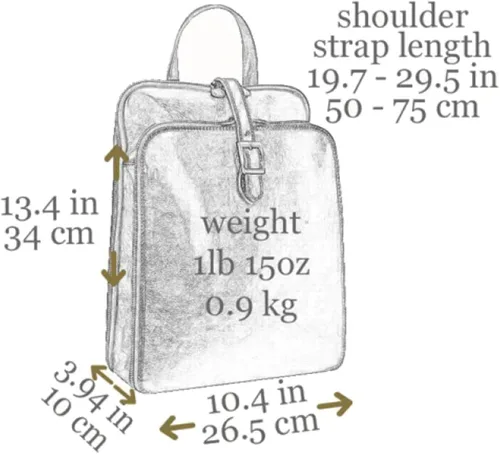 Vista 8 de Mochila de cuero convertible a bolso de hombro, hecha a mano para portátiles de hasta 12 pulgadas, mochila de día Resistencia al tiempo, Marrón